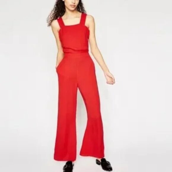 The Kooples Red Sleeveless Tie Back Jumpsuit - Picture 2 of 11